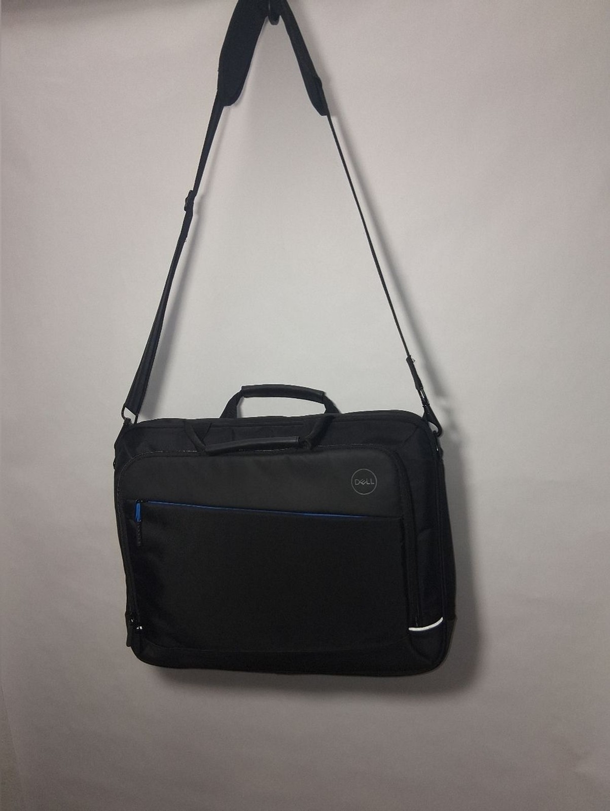 Dell Black Laptop Messenger Bag with Blue Accent