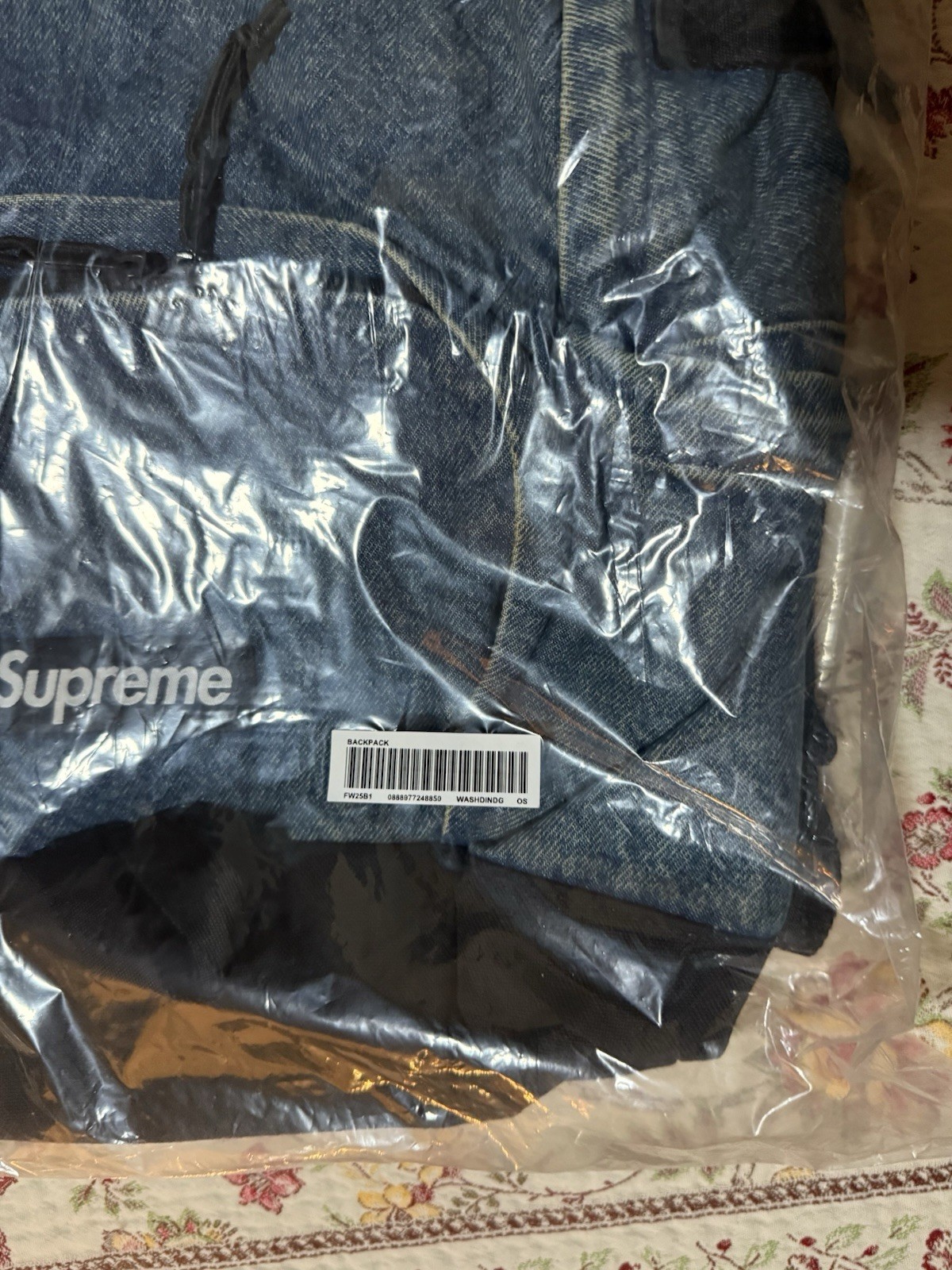 Supreme Denim Backpack Washed Indigo Reflective Logo Water Resistant Cordura NEW