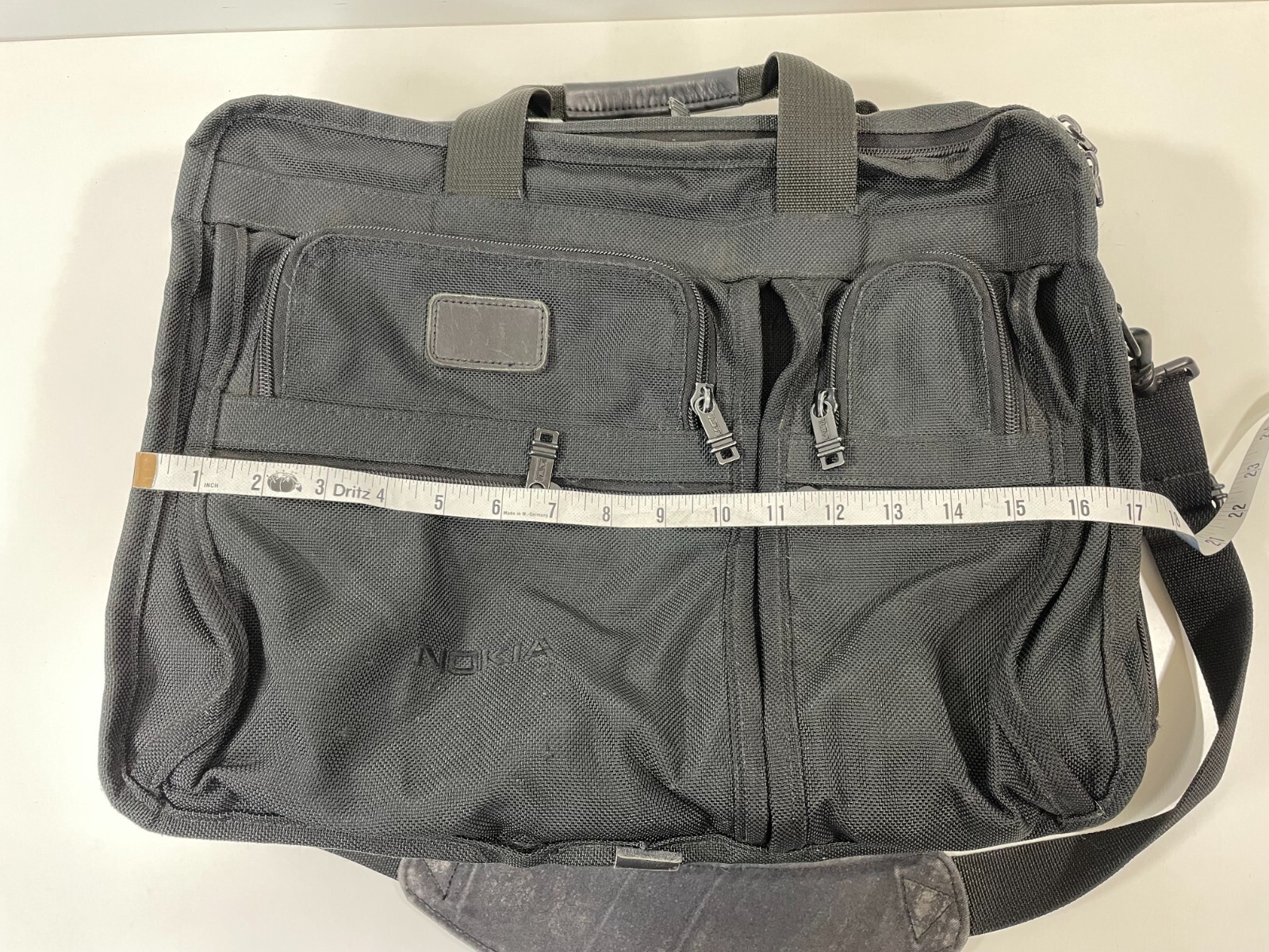 Tumi Alpha Expandable Black Ballistic Nylon Briefcase Work Shoulder Bag