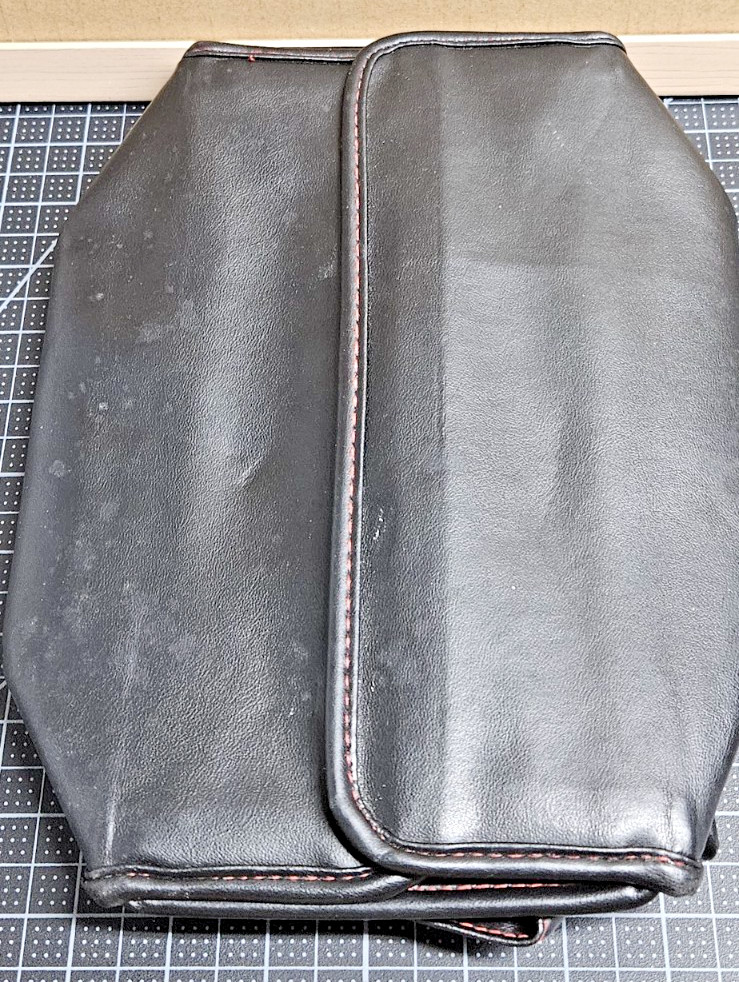 JIL SANDER Black leather metal framed hinged corners men’s toiletry bag