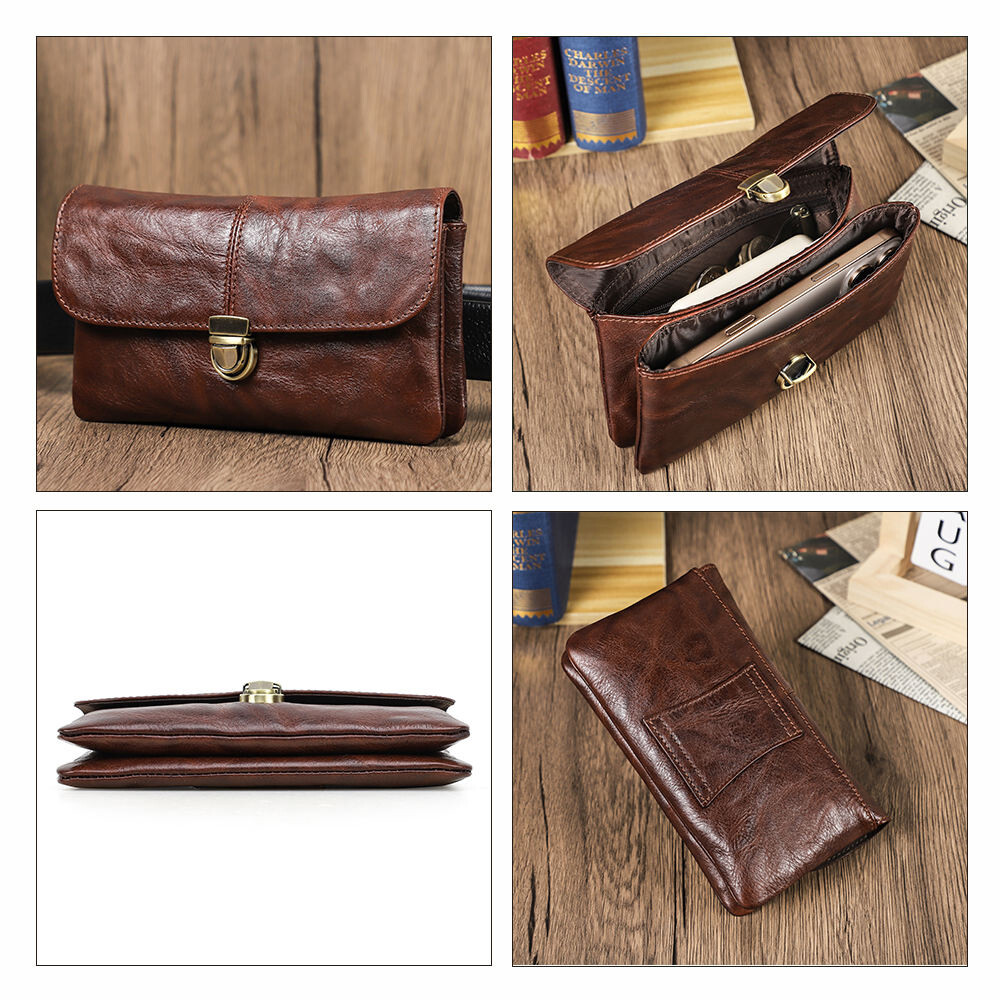Genuine Leather Cell Phone Holster Waist Belt Bag Pack Loop Wallet Pouch Case