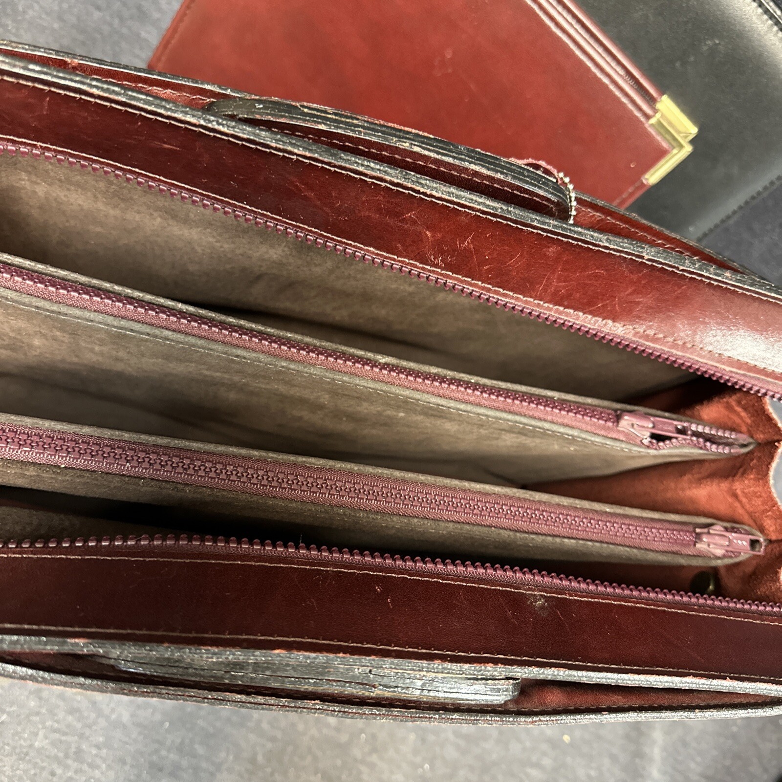 Jack Georges Briefcase Cognac Brown Leather Double Handle Top Zip Professional +