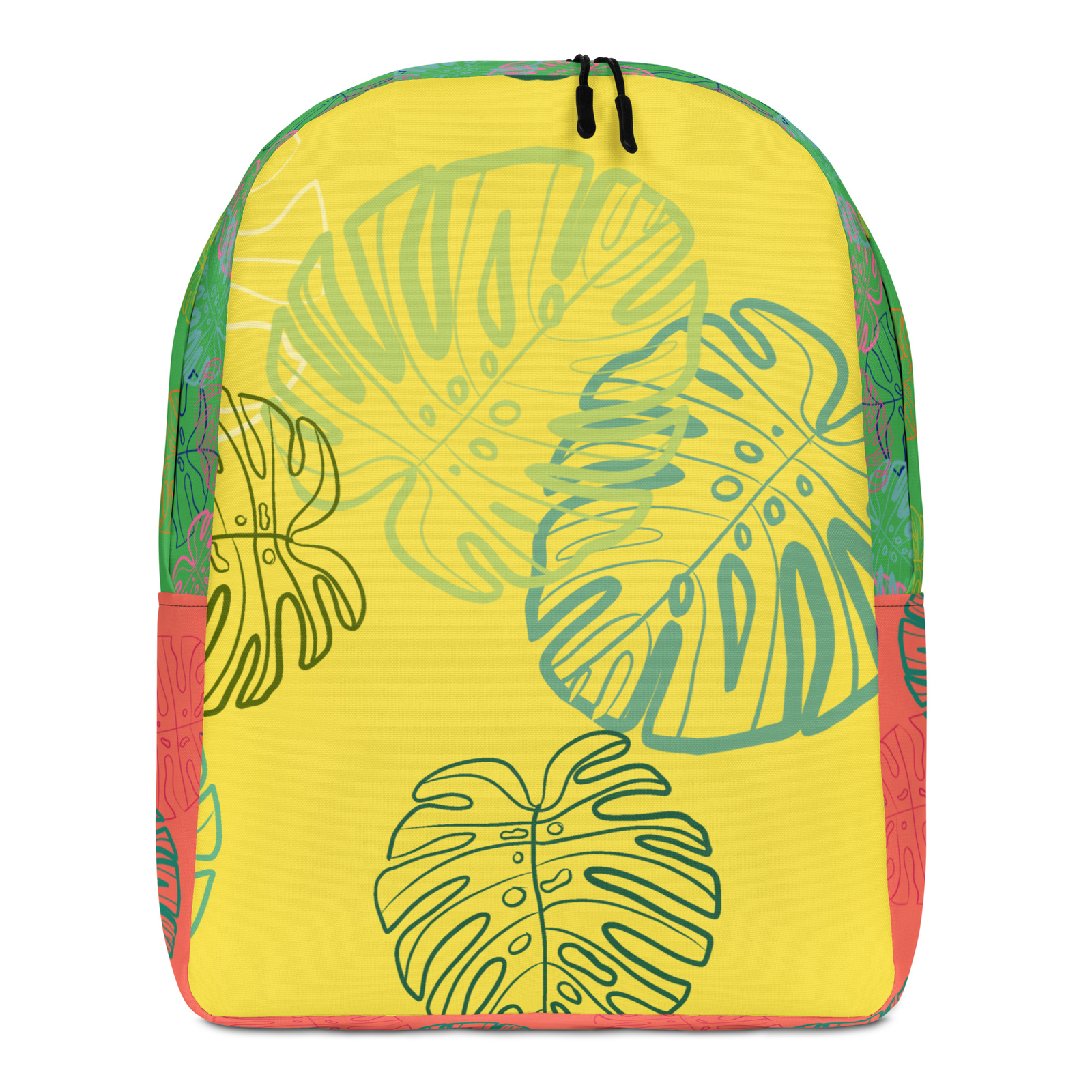 Minimalist Backpack- Monstera on Yellow