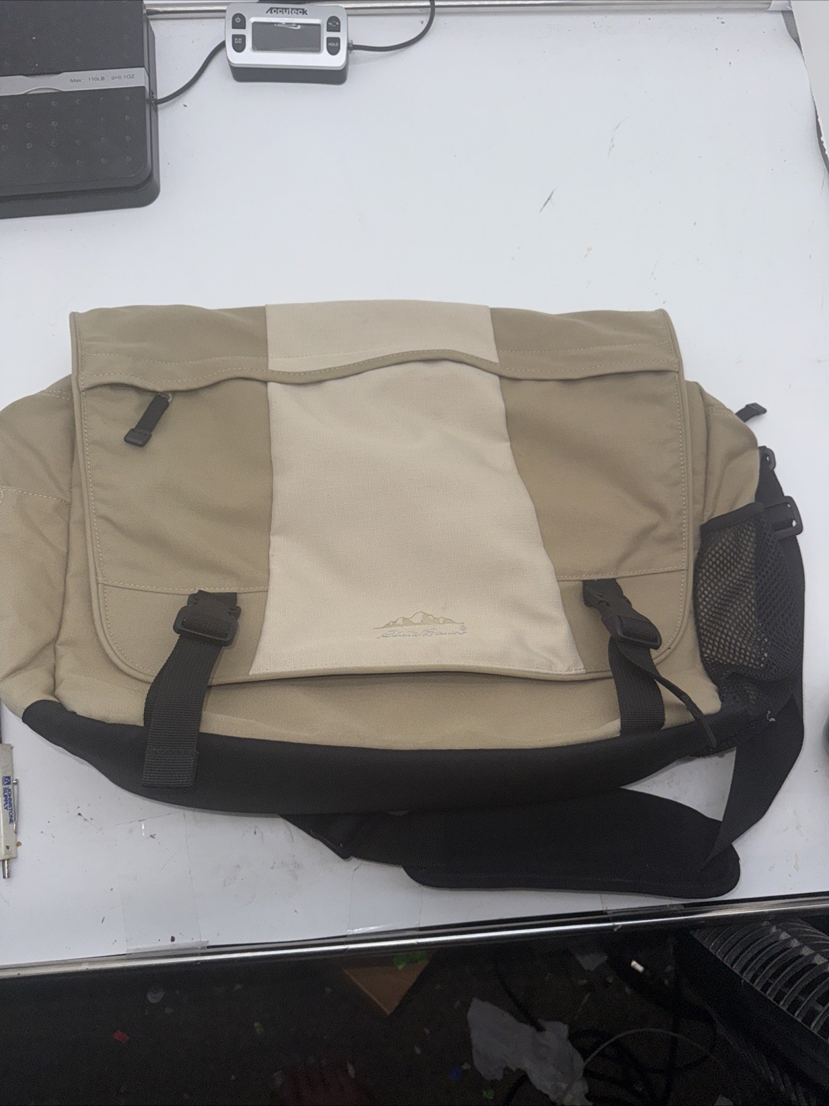 Eddie Bauer Messenger Laptop Travel Bag Beige
