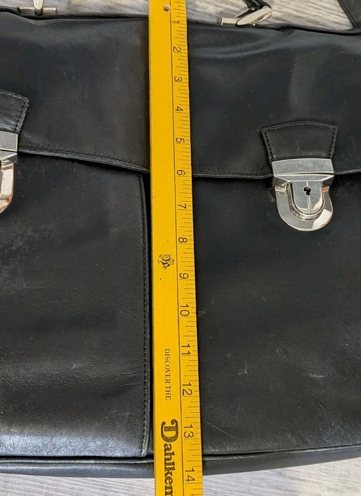 Levenger Black Fine Leather Tools Briefcase w/ Shoulder Strap