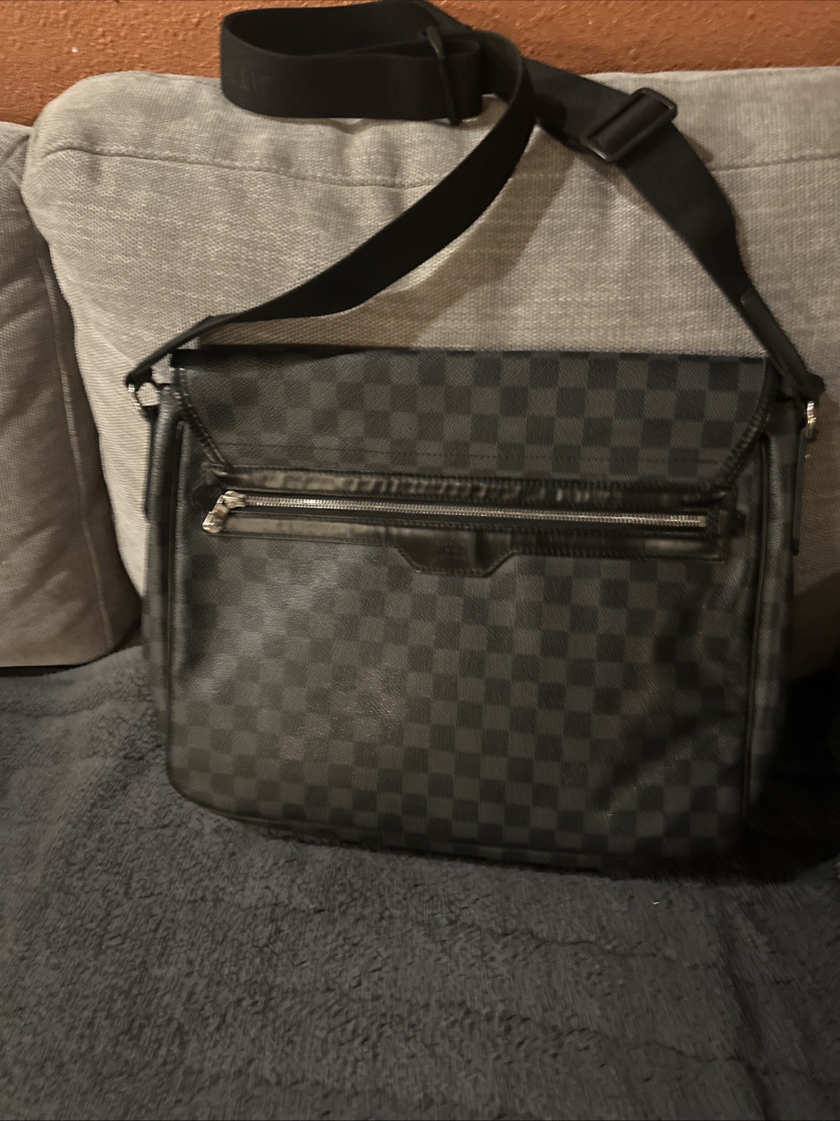 LOUIS VUITTON SHOULDER BAG DANIEL MM_DAMIER GRAPHITE PVC Black Used