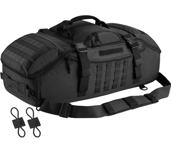 New Black 65L Large Duffle Bag, 3-in-1 Tactical MOLLE Backpack for Outdoor Use