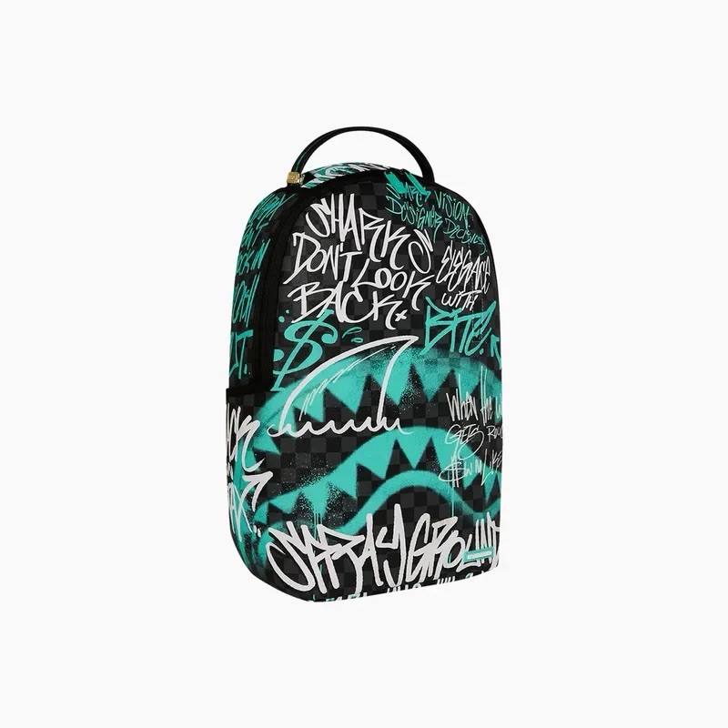SPRAYGROUND LIMITED EDITION BACKPACK SPRAY POETRY III BLACK AQUA TEAL GRAFFITI