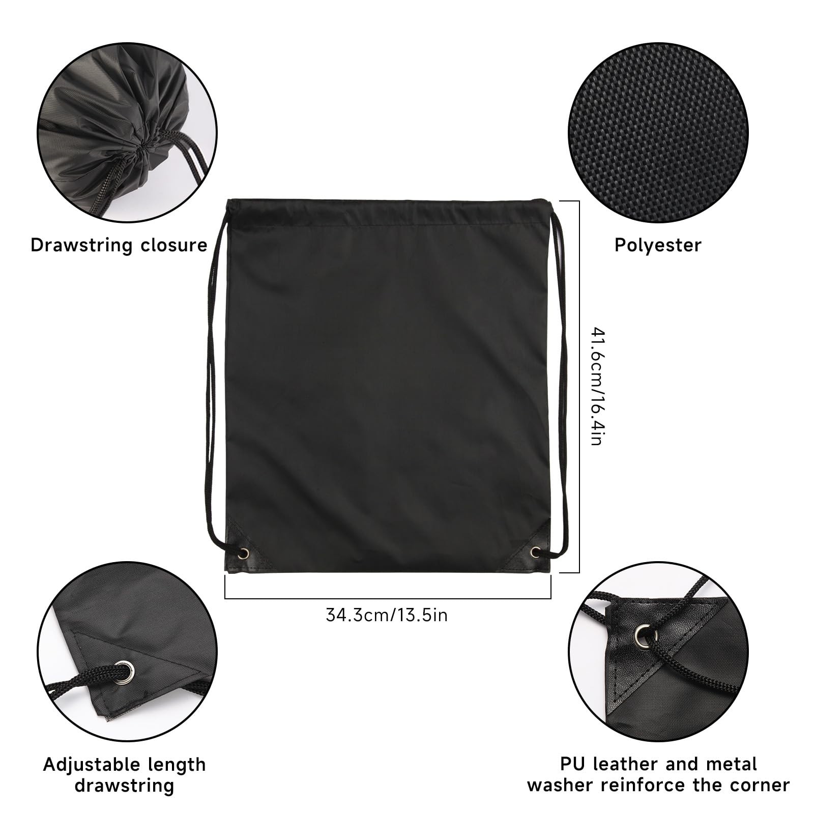 120Pcs Black Drawstring Backpacks Bulk String Bag Cinch Sack Pack Storage Kna…