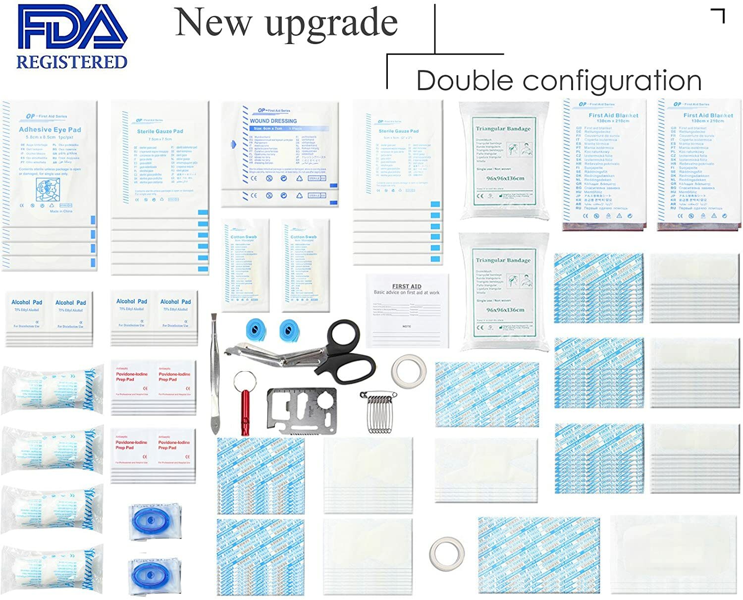 Kit de premiers secours compact (228 pièces) conçu pour les soins d’urgence
