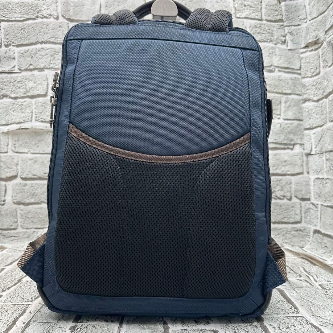 TUMI Backpack Dover Leather Ballistic Nylon Navy A4