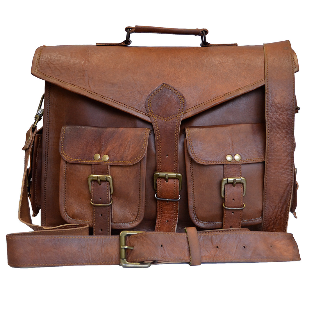 Men’s Briefcase Laptop Bag Genuine Leather Messenger Handbag Brown Business Bag