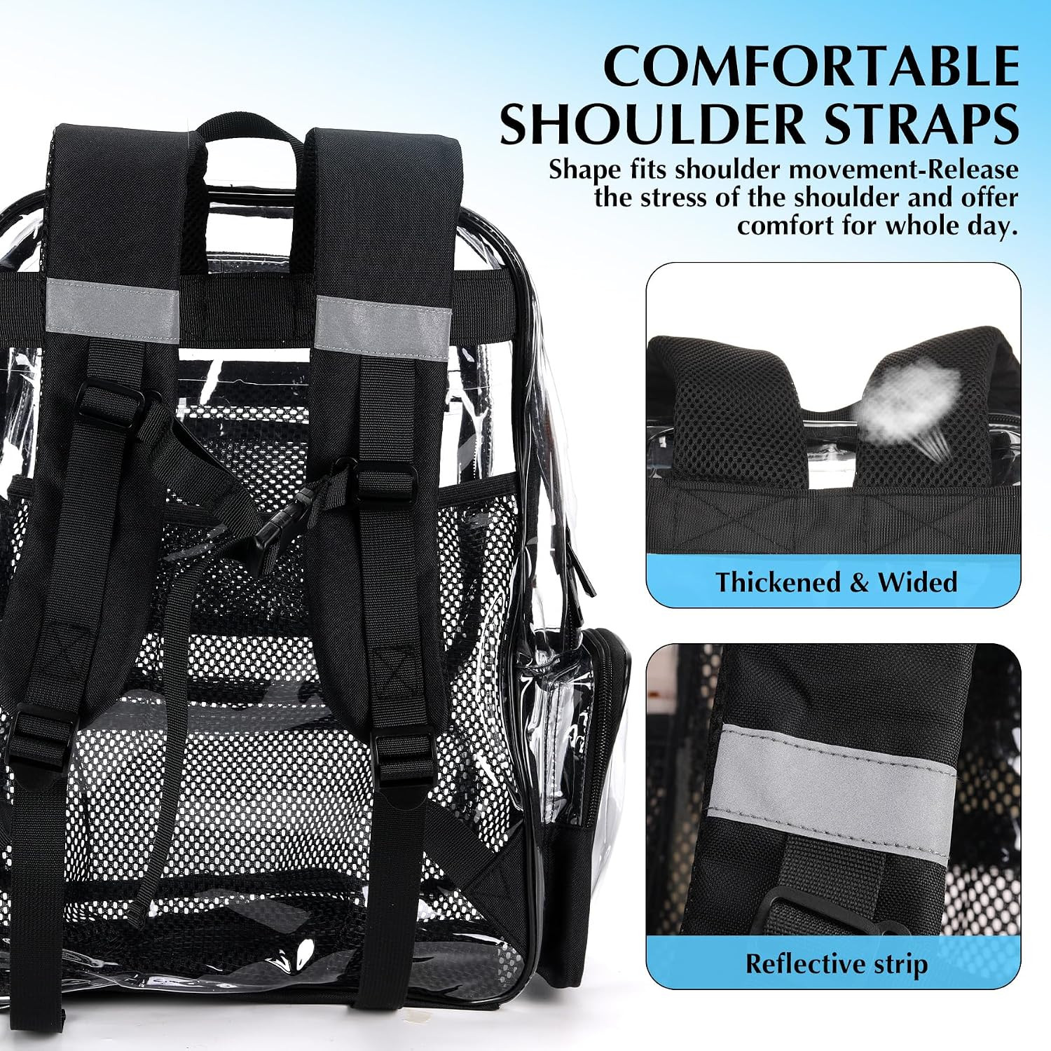 Heavy Duty Clear Backpack Transparent Bookbag | See through Plastic Daypack Work