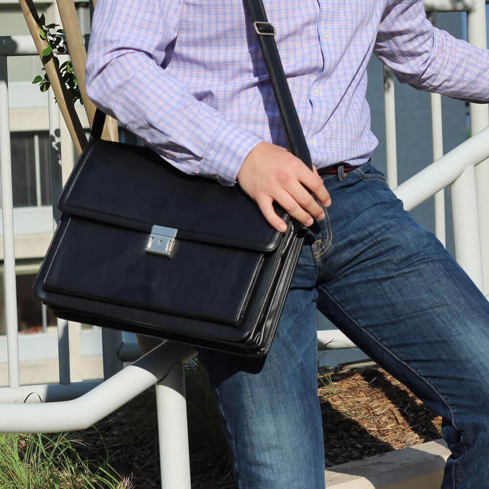 Vegan Faux Leather Executive Briefcase – Great Gift!