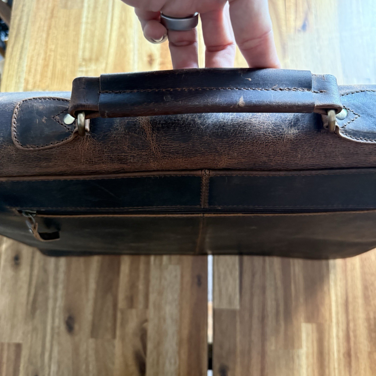 Denver Leather Craft Potter Messenger Briefcase Bag Sz M Top Grain Buffalo NWOT