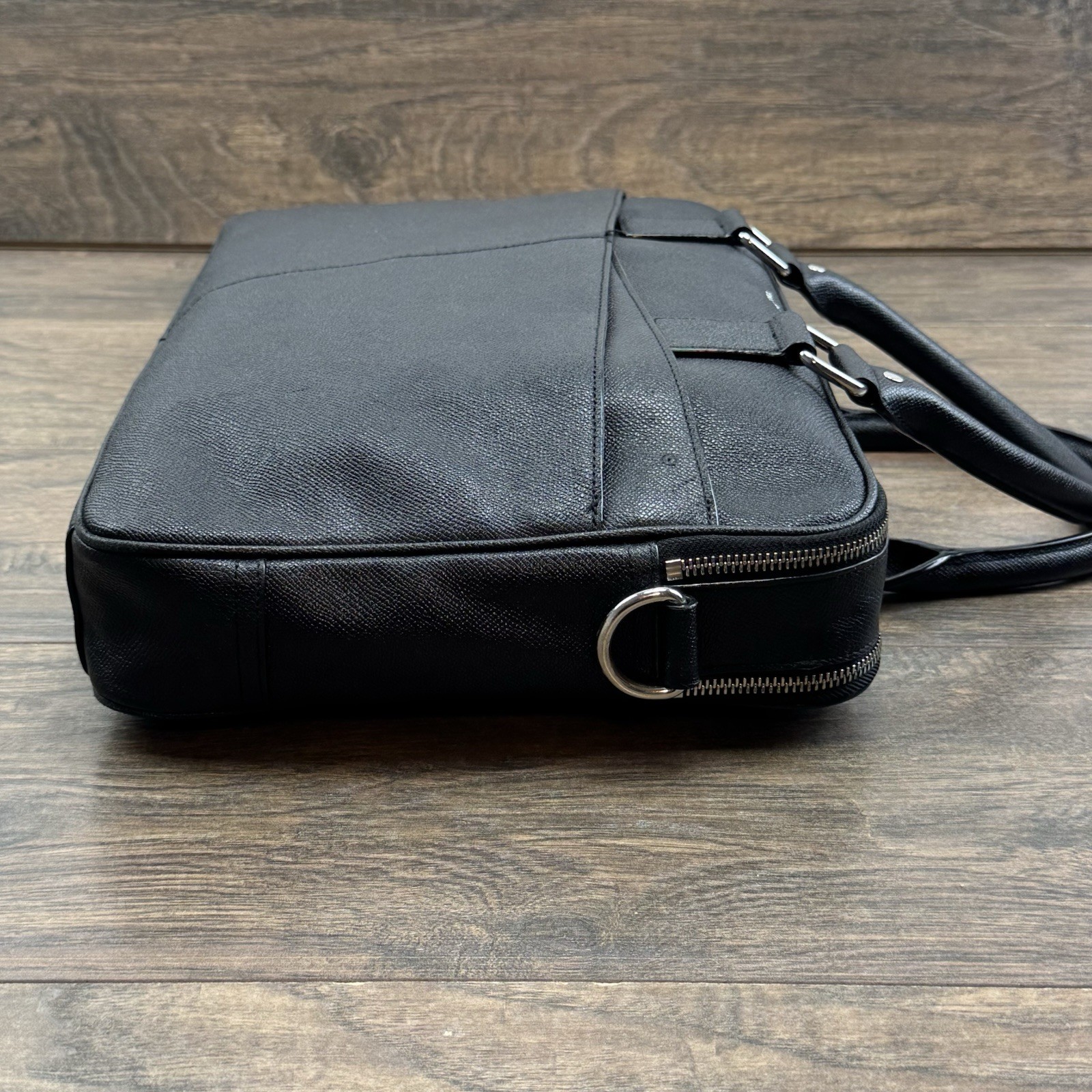American Airlines x Cole Haan Brief Bag Black Pebbled Leather Laptop Case-READ