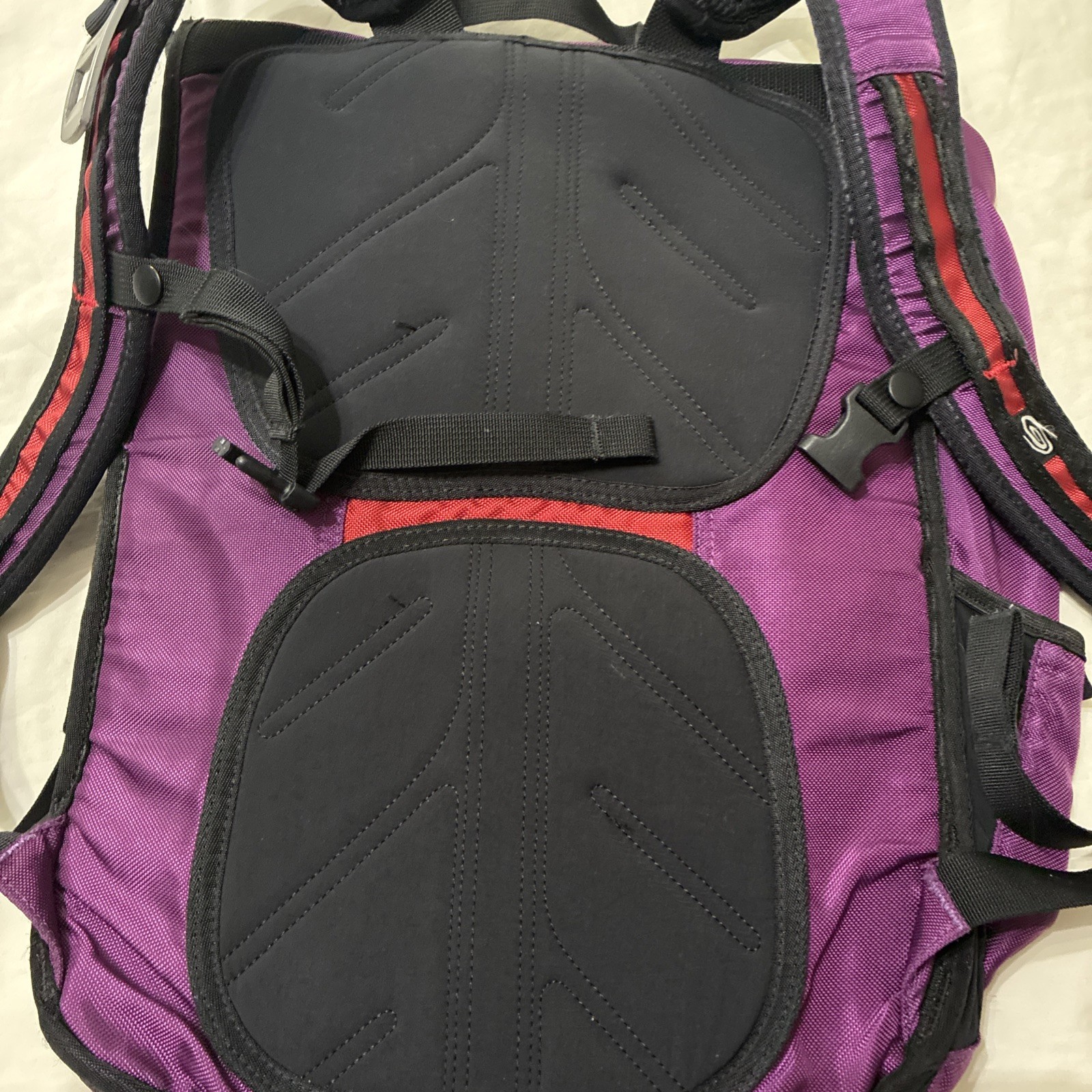 Timbuk2 Red Purple Backpack Laptop Swig Swag Bag EUC Casual Striped Retro