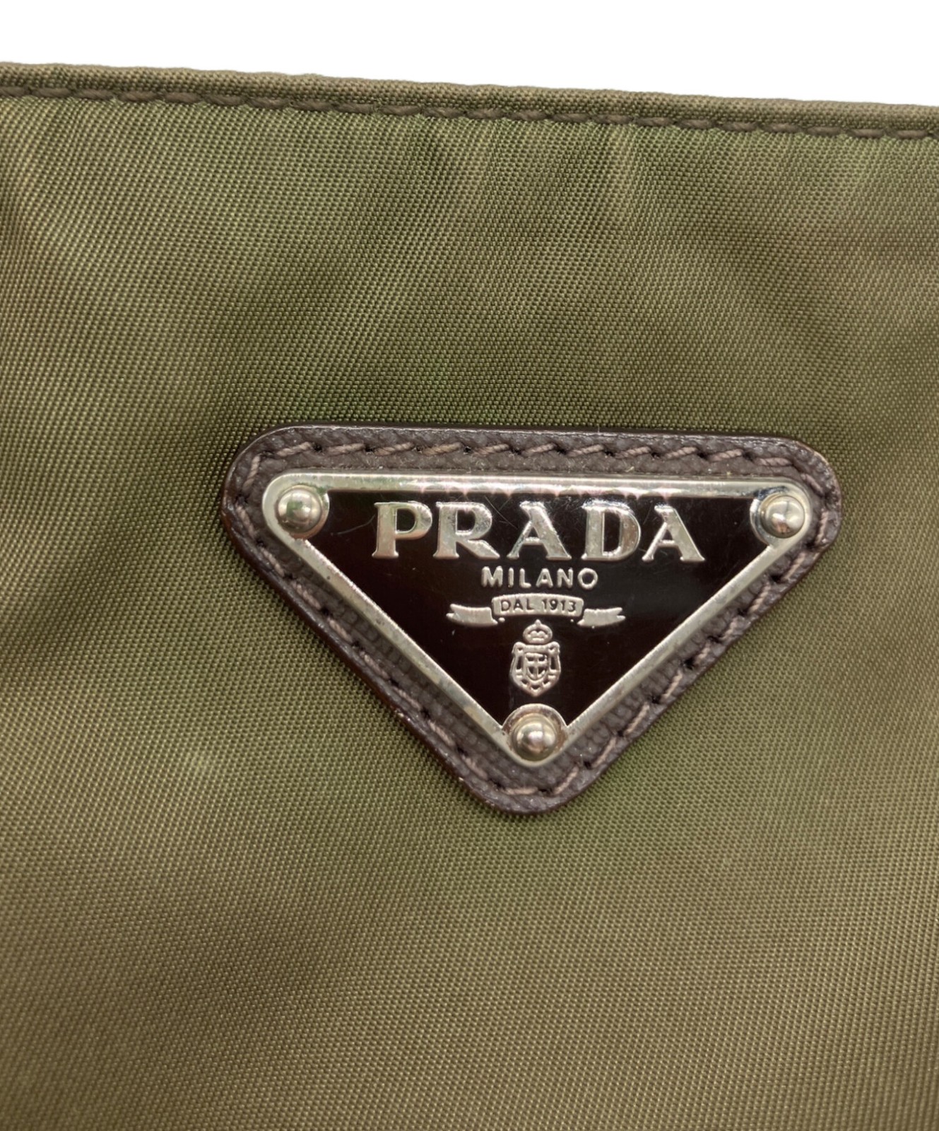 PRADA Men’s Olive Nylon Shoulder Bag with Dust Bag 29x26x5cm Metal Auth