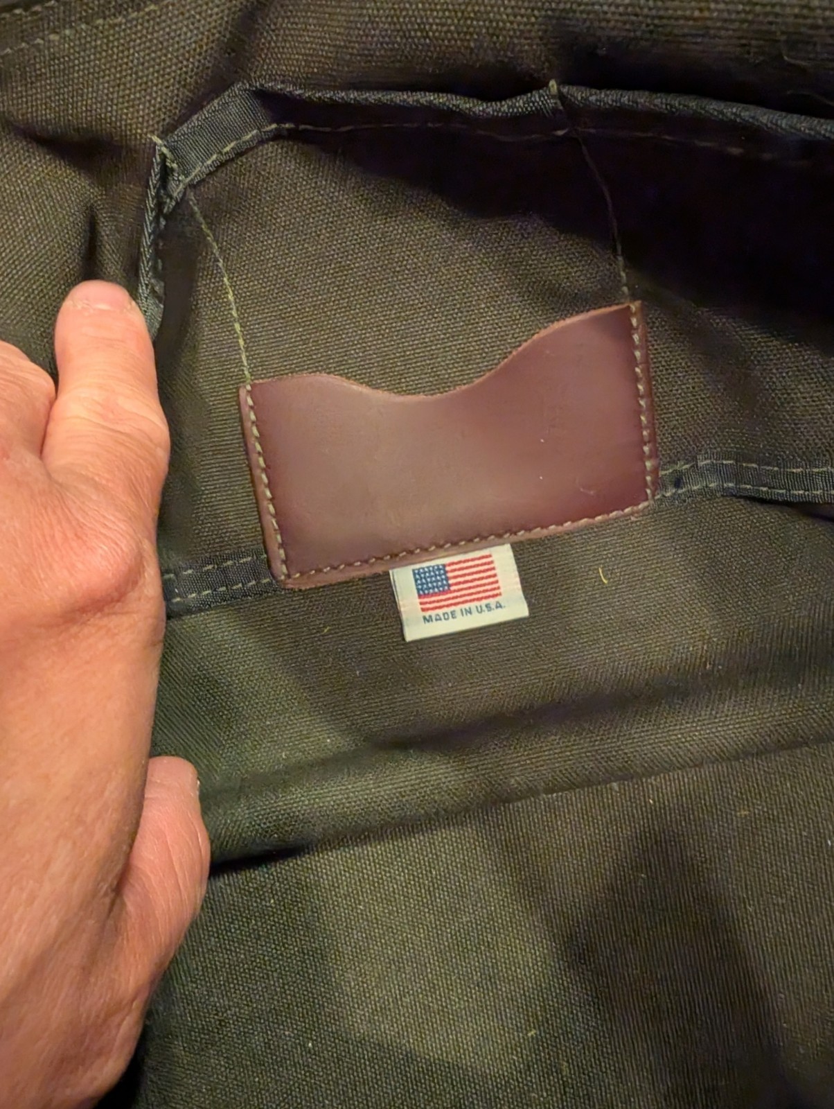 Duluth Pack Messenger Briefcase Olive Canvas Brown Leather Made USA Commuter Bag