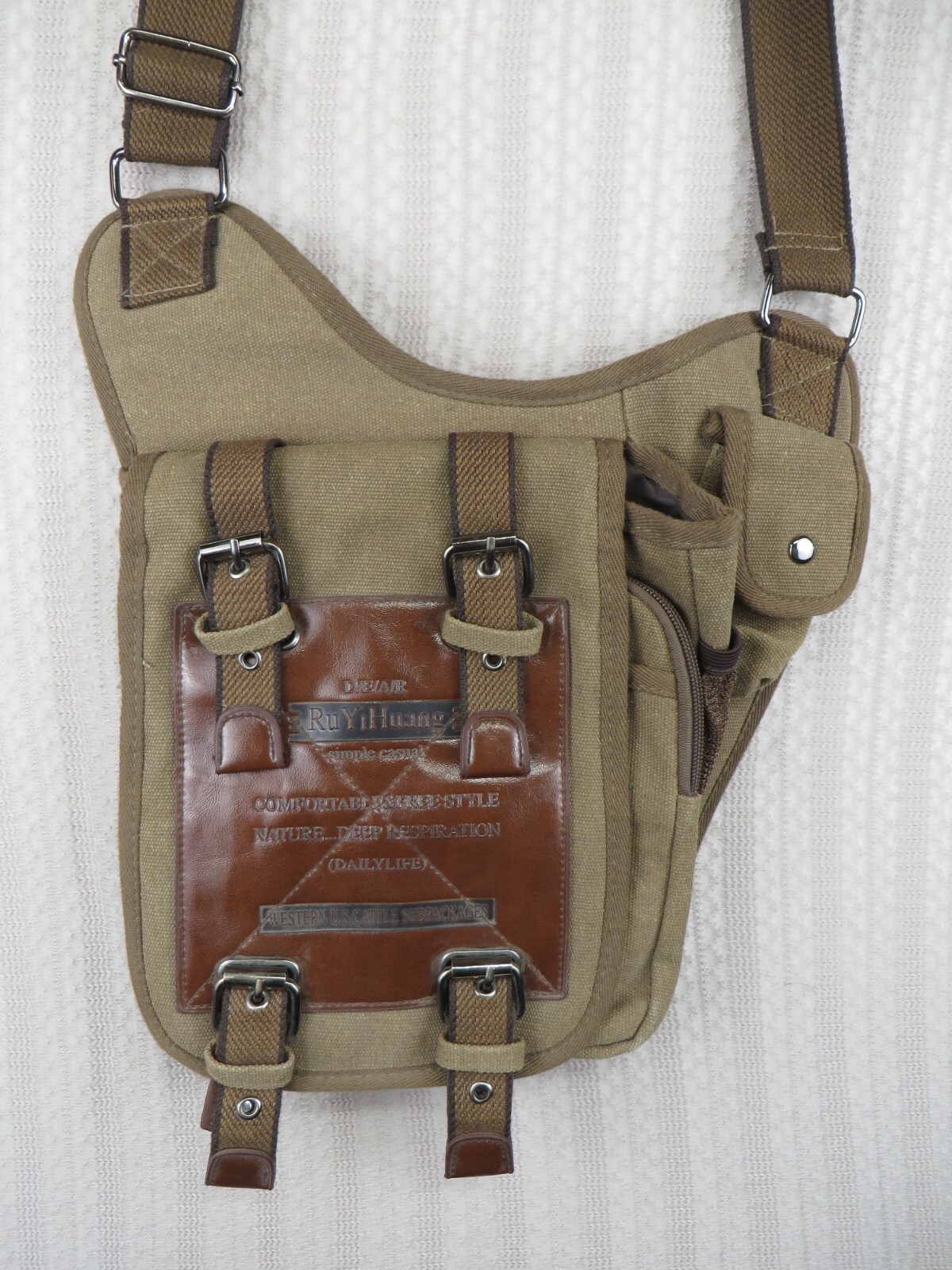 Rare Ru YiHuang Western U.S. Cattle Subpackage Messenger Satchel Light Brown