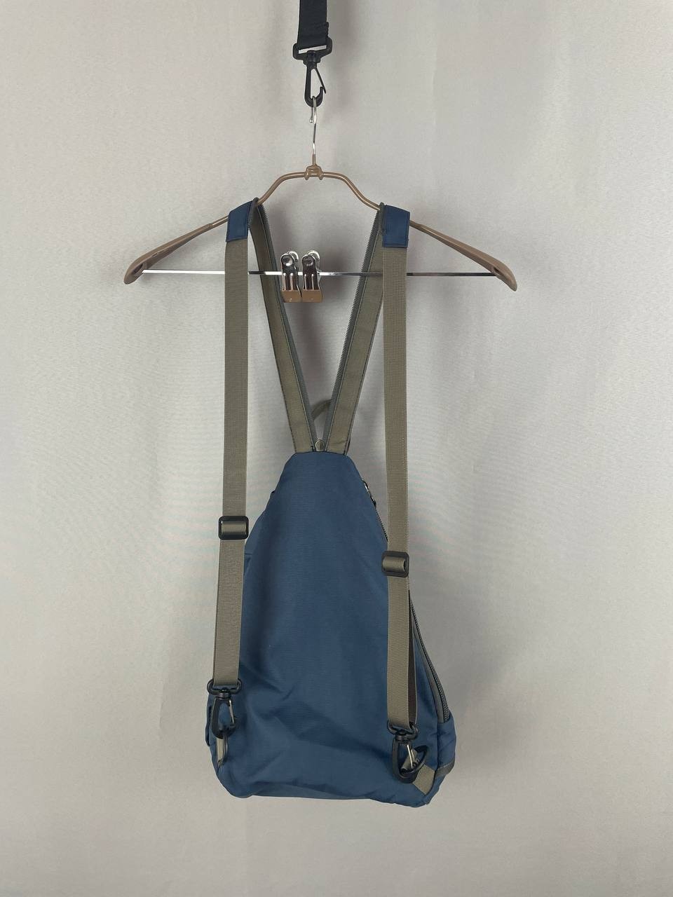 Avirex Vintage Backpack Blue Polyester Double Shoulder Strap Zipper