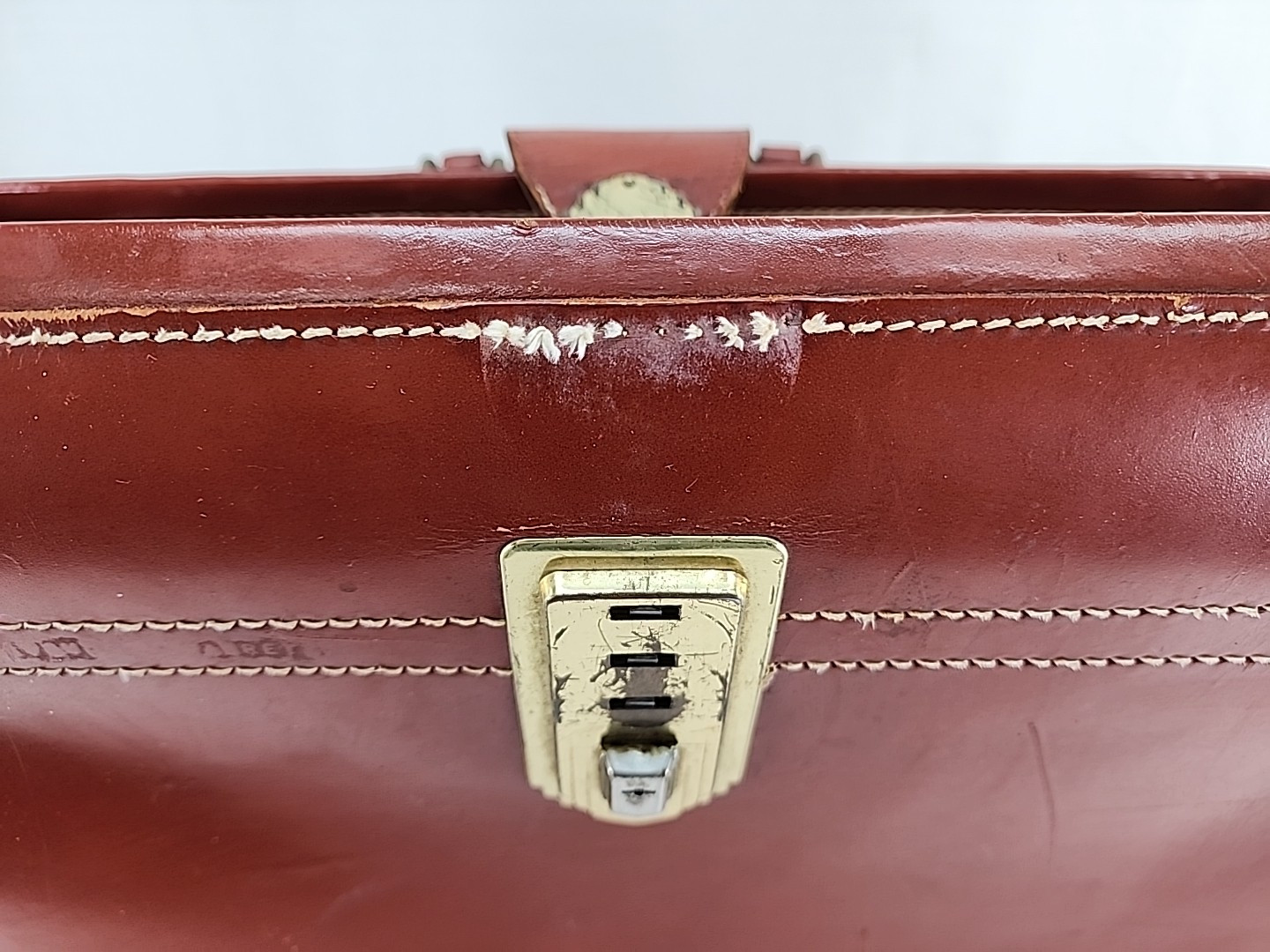 Rexbilt Split Cowhide Briefcase Bag Stay-Open Frame 17 “x 13” Leather Vintage