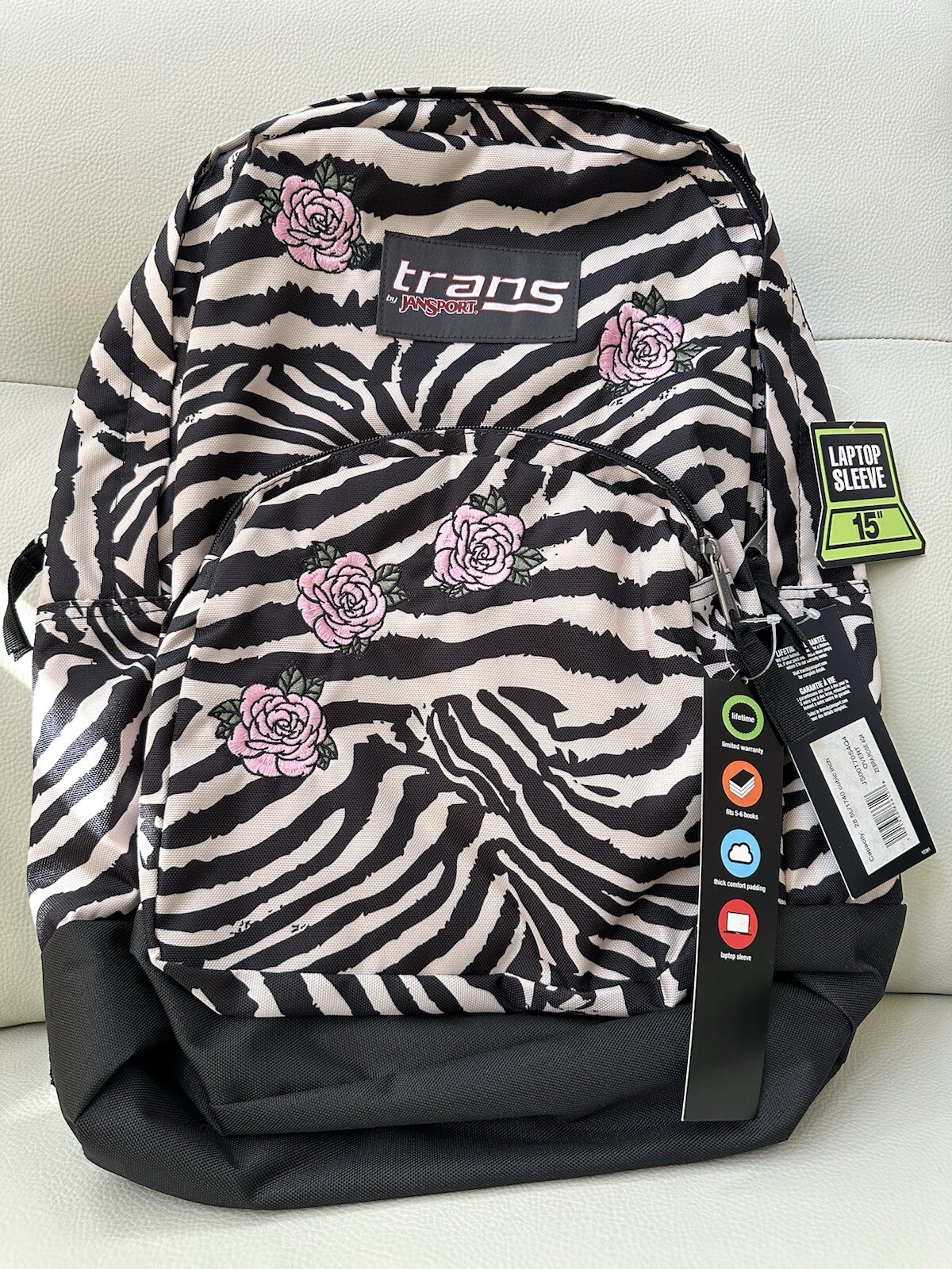 Trans by Jansport JS00T70S Overt Backpack Zebra Rose – NEW
