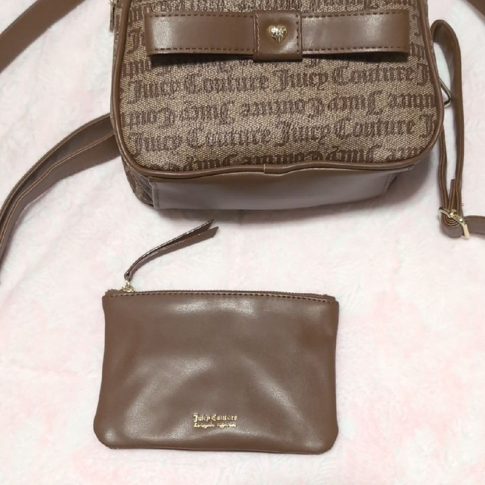 Juicy Couture Brown Logo Mini Backpack with Bow Accent