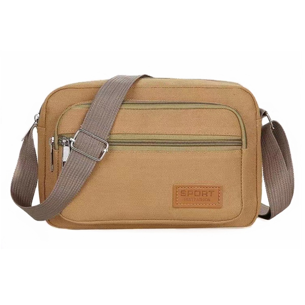 Men’s Shoulder Bag Casual Crossbody Bag Canvas Fabric Multi Pocket Design