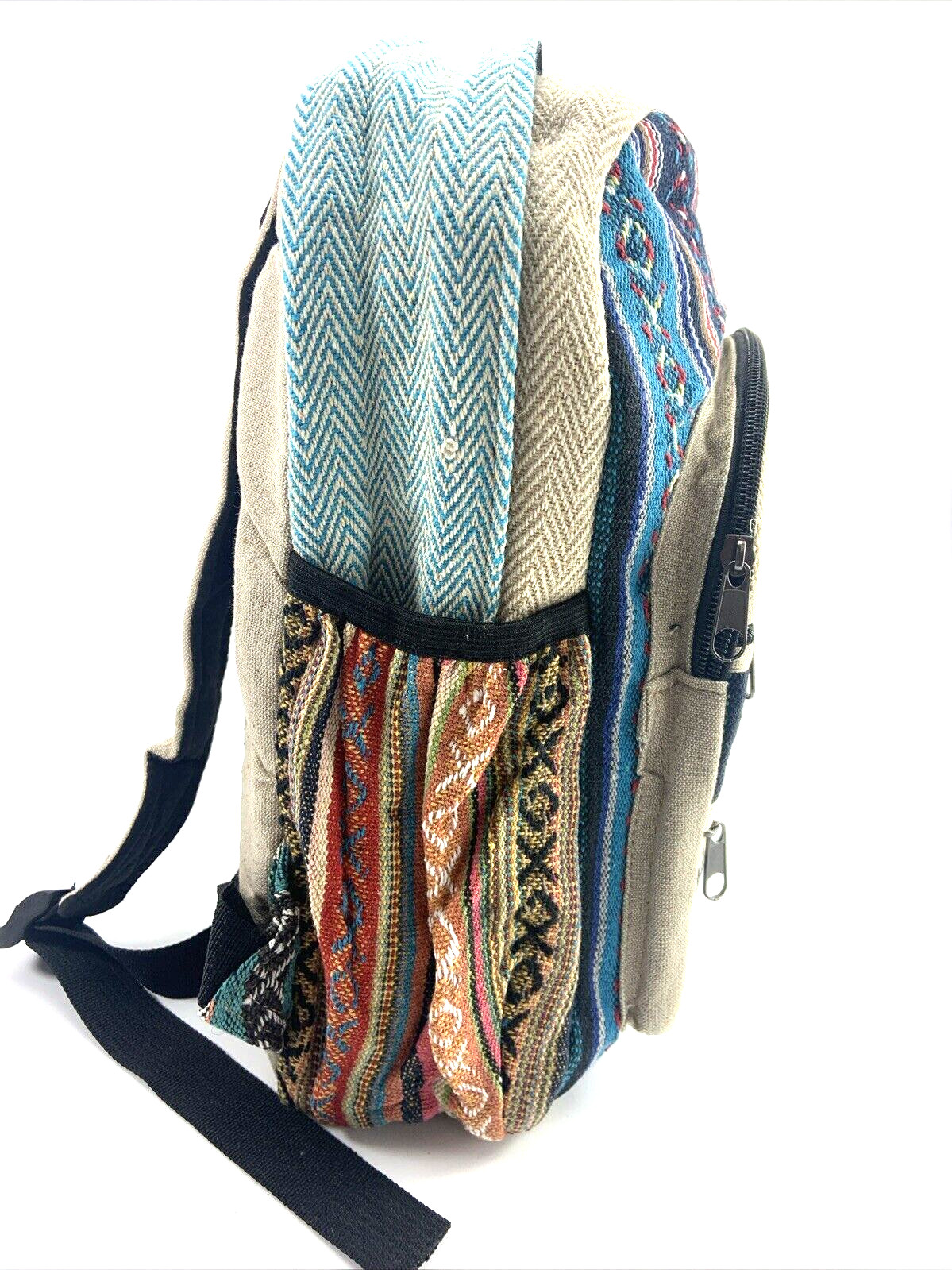 Himalayan Hemp THC Free Multi Color MEDIUM Handmade Backpack NWT
