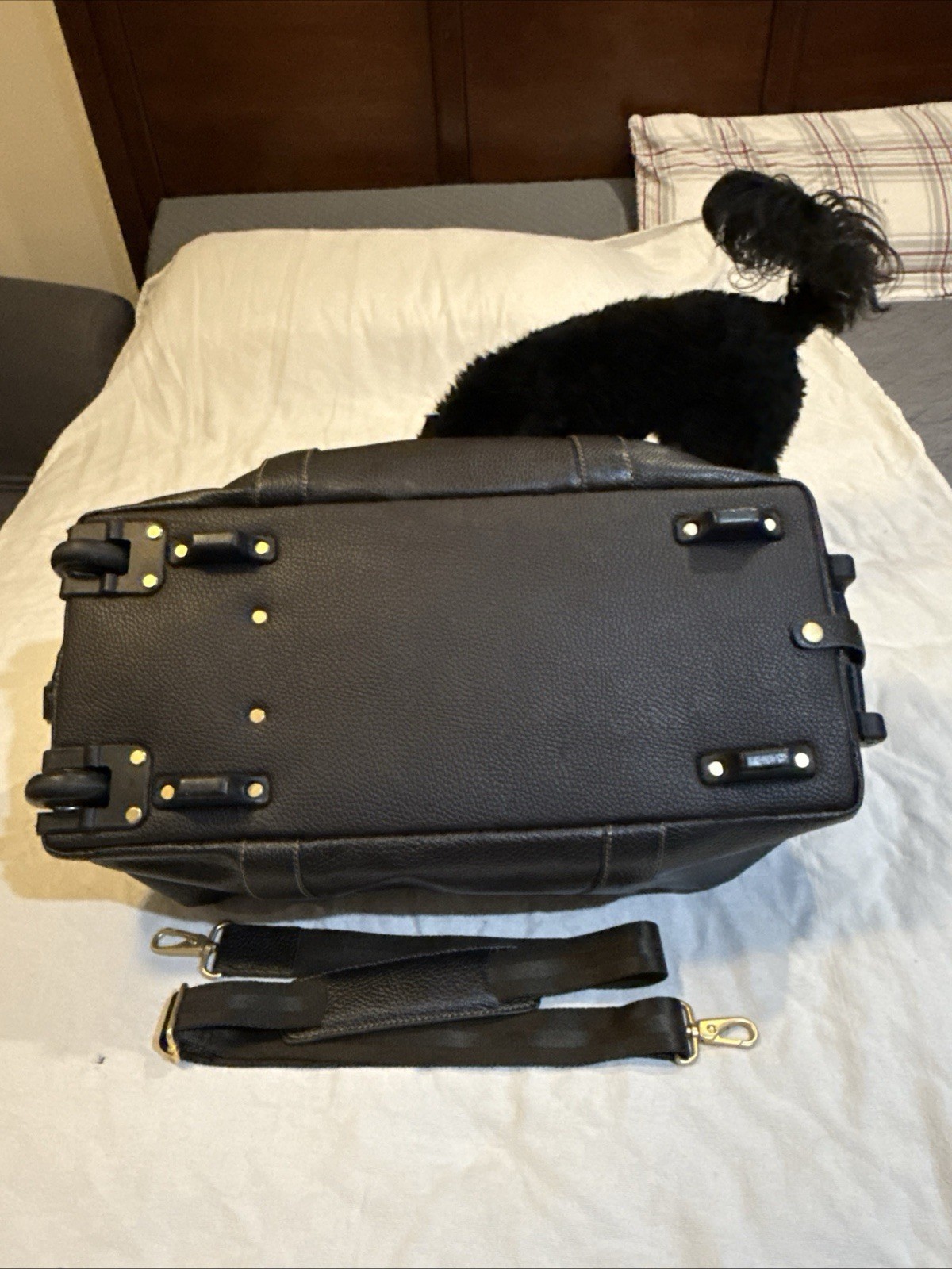 Brooks Brothers Brown Pebble Leather Duffel Bag Weekender Travel Carry On Strap