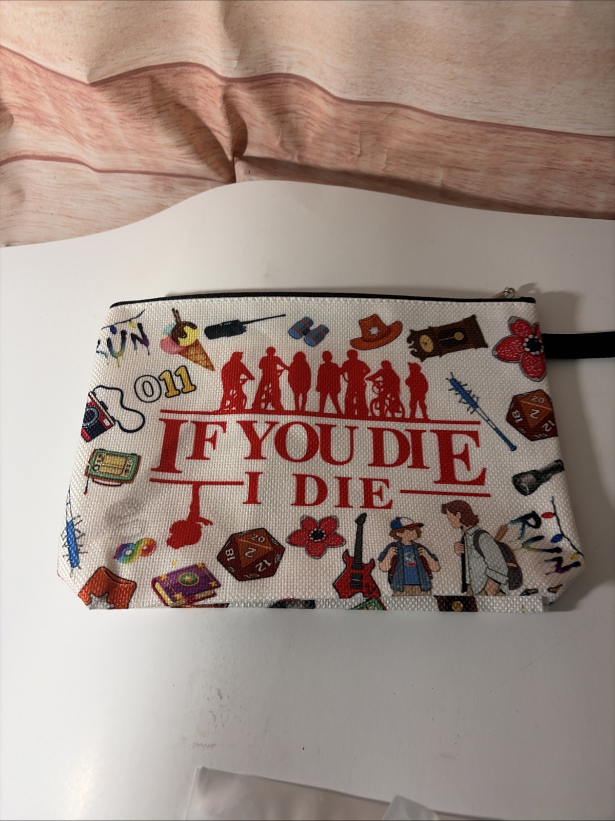 Stranger Things Zippered Pouch Cosmetic Bag Carryall bag And Stickers Bundle