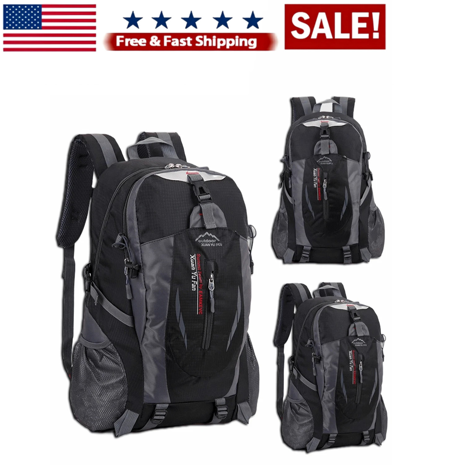 40L Men Women Travel Backpack Rucksack Camping Laptop Hiking School Book Bag USA