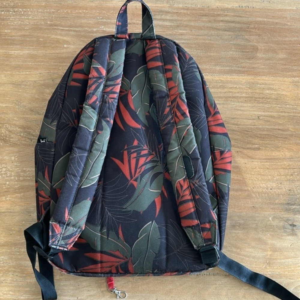 Herschel Supply Co Heritage Backpack Tropical Palm Leaf Print Black Red Green