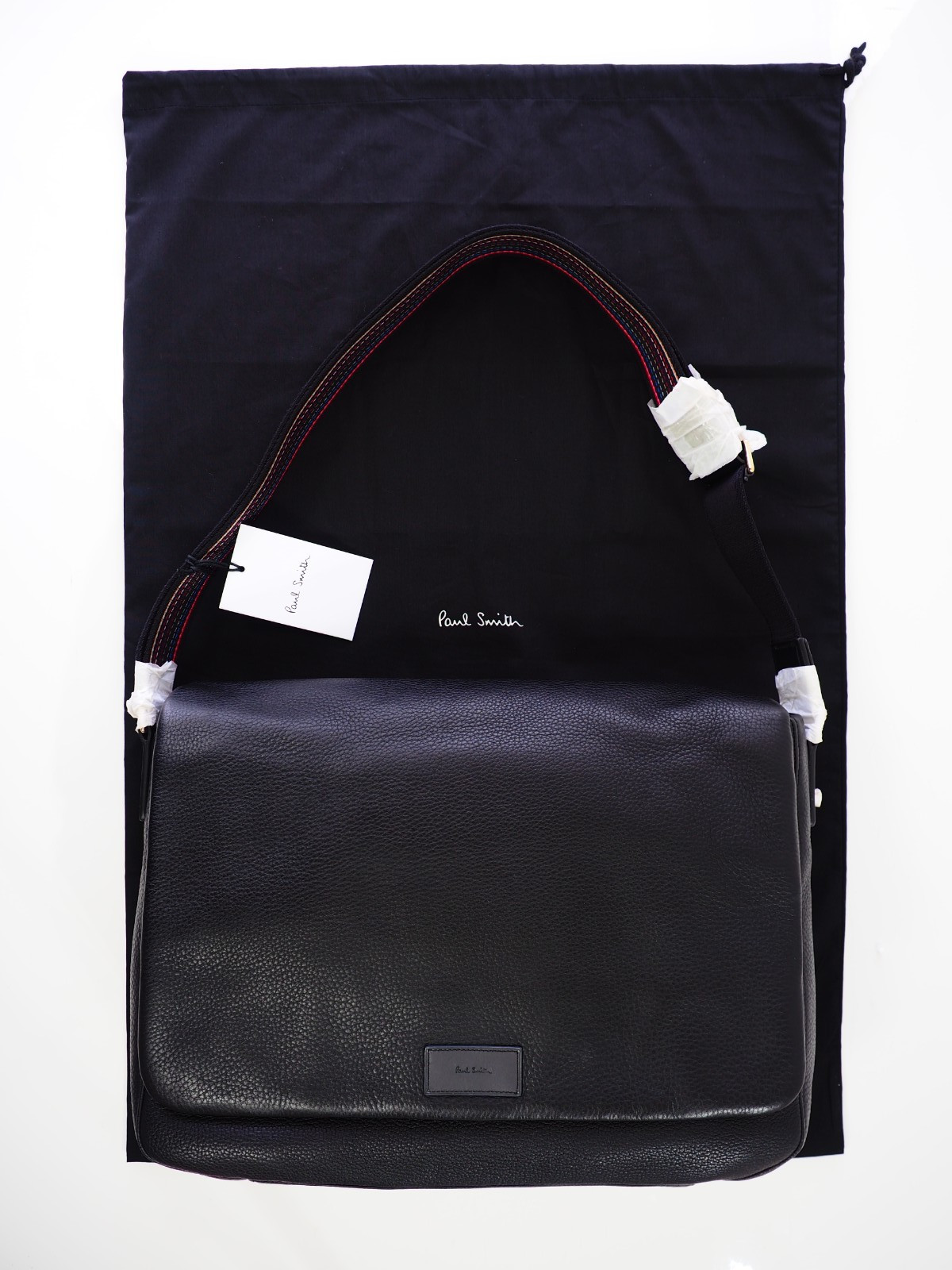 Paul Smith Black Leather Laptop Messenger Bag City Webbing Crossbody NWT