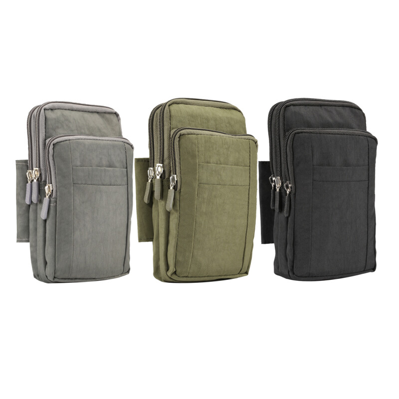 Men Bag Multi Layers Zipper Shoulder Bag Casual Portable Travel Crossbody Bag