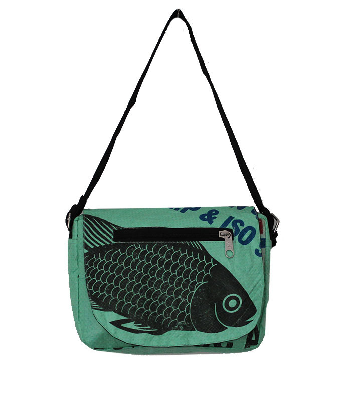 Recycled Fish Feed Shoulder Bag Handmade in Cambodia Fair Trade