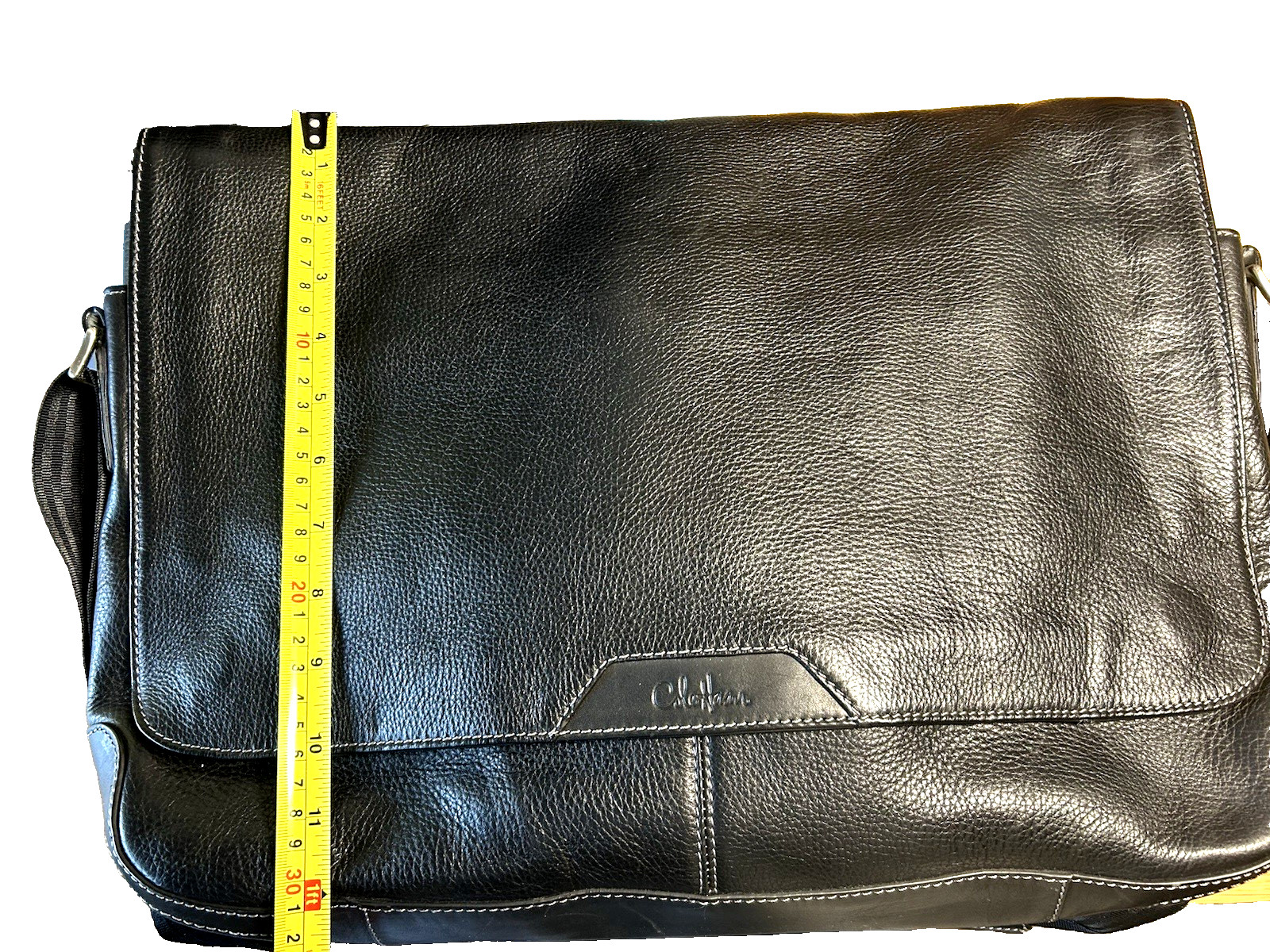 COLE HAAN BLACK SOFT LEATHER BRIEFCASE MESSENGER BAG