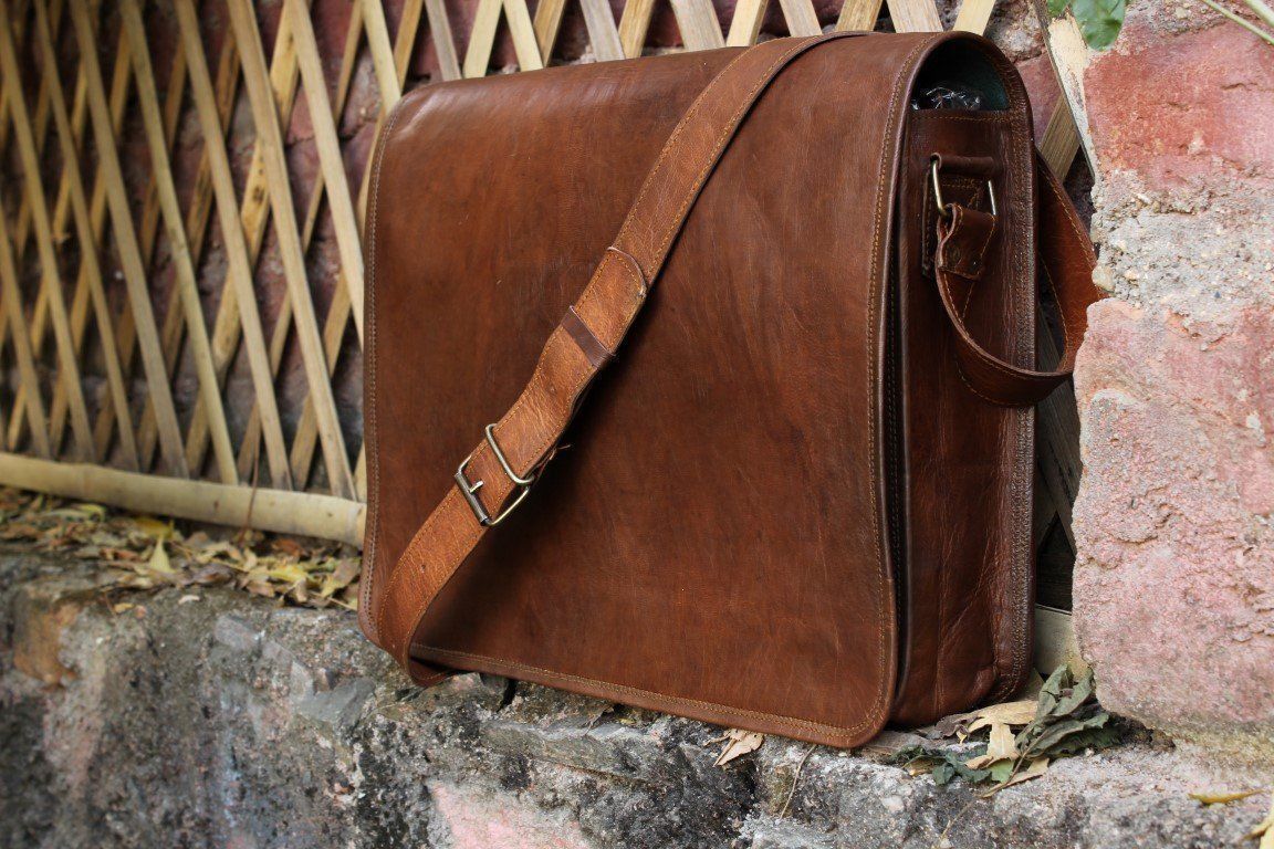 Messenger Bag Handmade Briefcase Bag Satchel 28X38 cm Genuine Leather Laptop Bag