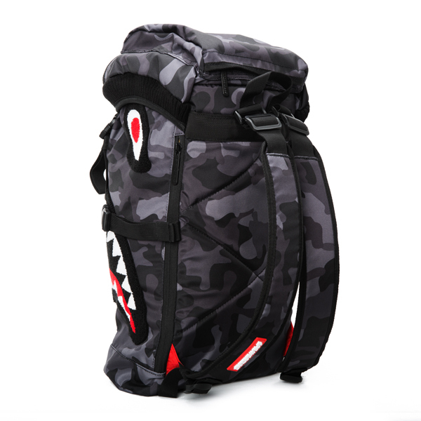 Brand New SPRAYGROUND Chenille Black Camo Shark Top Loader Bag