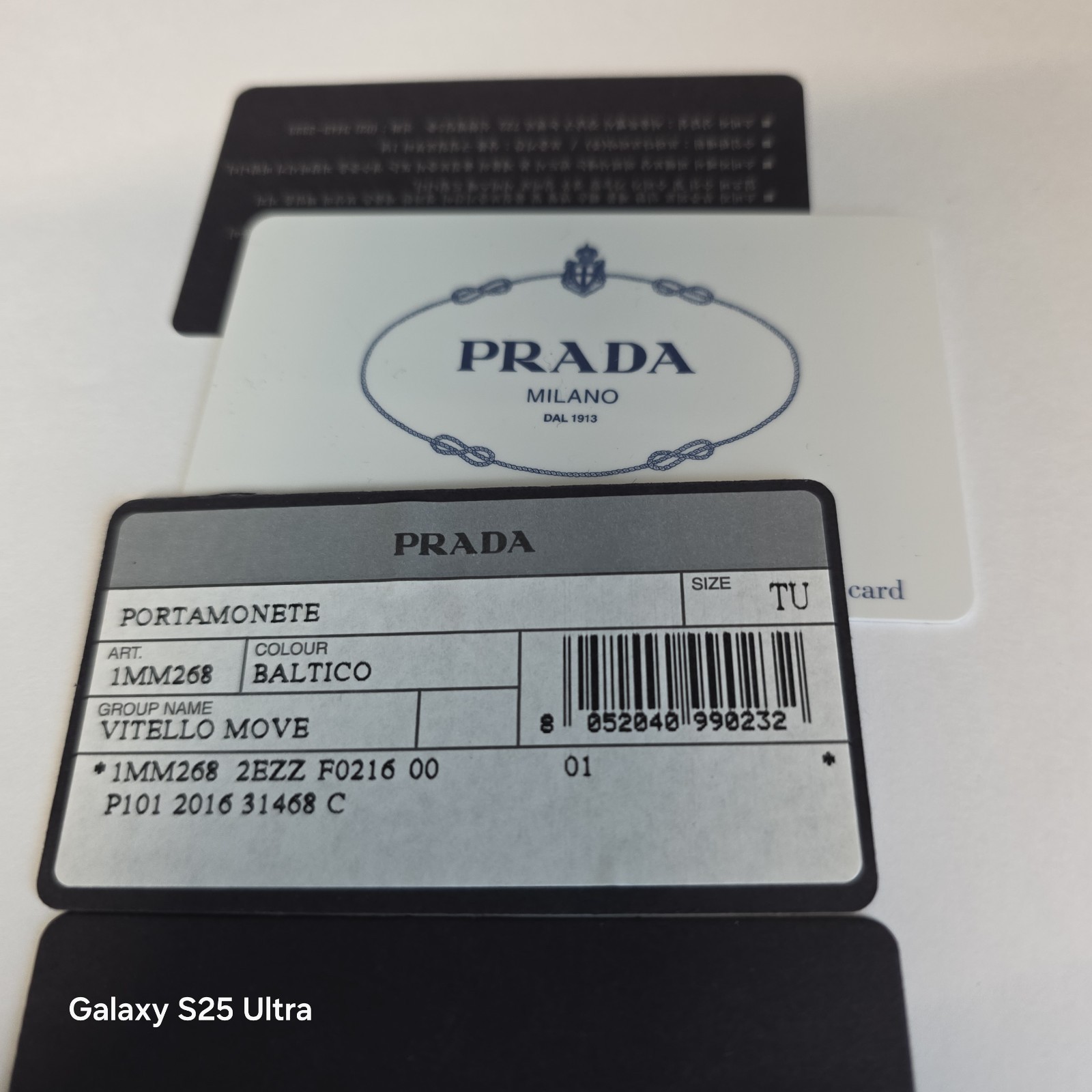 Prada Vitello Move Zip Coin Purse Wallet 1MM268 Baltico Navy Gold HW Full Set
