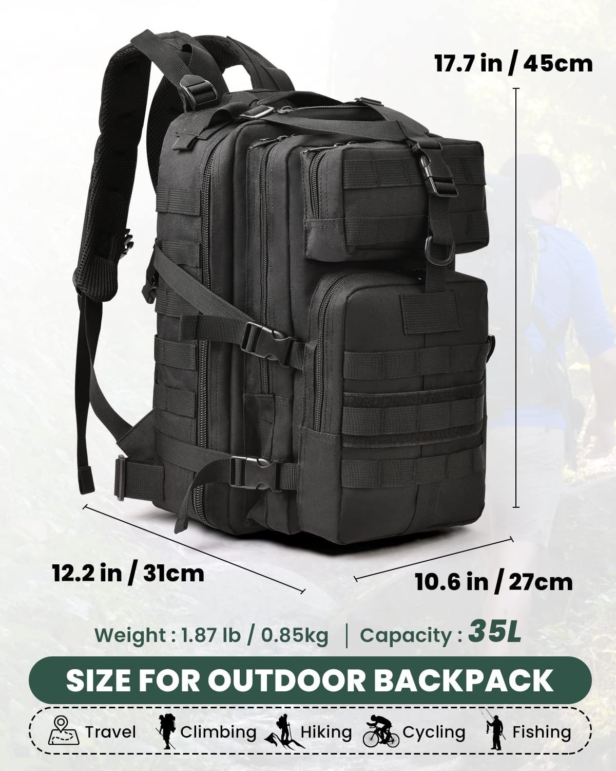 Multi-Purpose Military Tactical Backpack for Hiking, Everyday Use, Emergency …