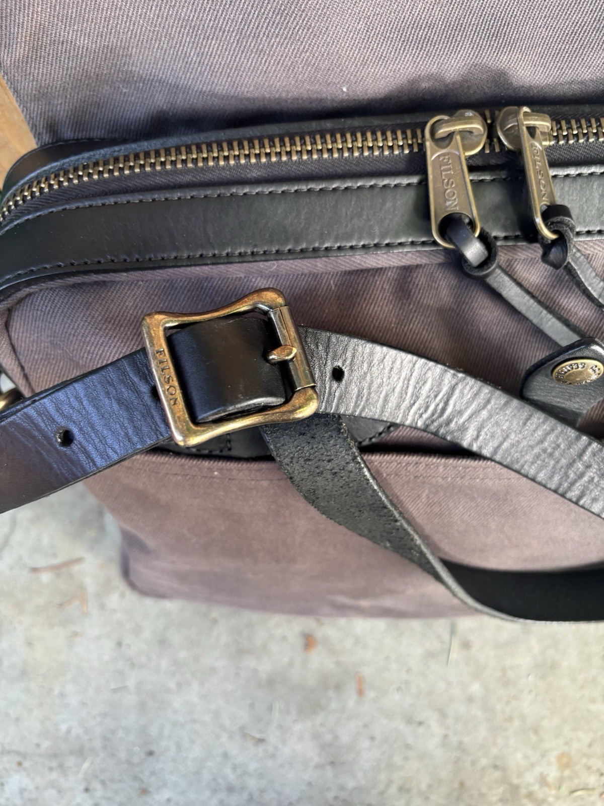 Filson 256 Original Briefcase Rugged Twill Bridal Leather USA Grey Laptop Bag