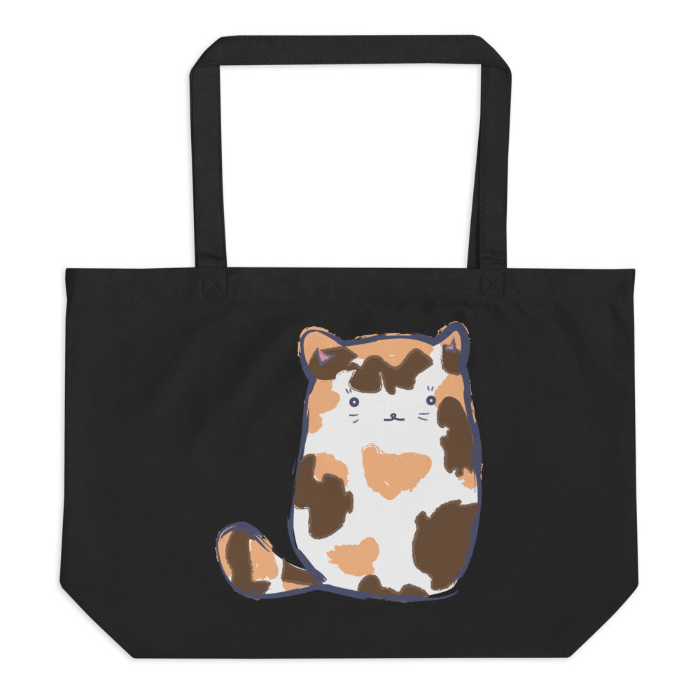 Gigantic Organic Cotton Tote Bag DTG with Original Graphic Cat by KITTENRUN