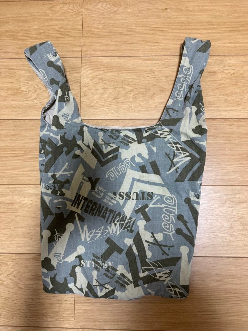 Stussy Old Camouflage Tote Bag Navy Logo Used