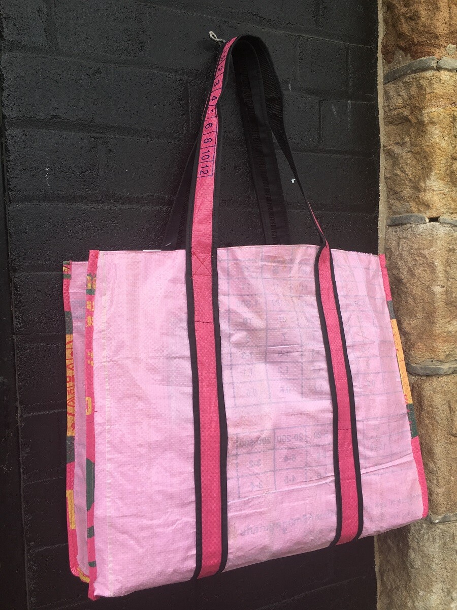 Recycled Deluxe Jumbo Tote Bag made from Fish Feed Bags Fair Trade from Cambodia