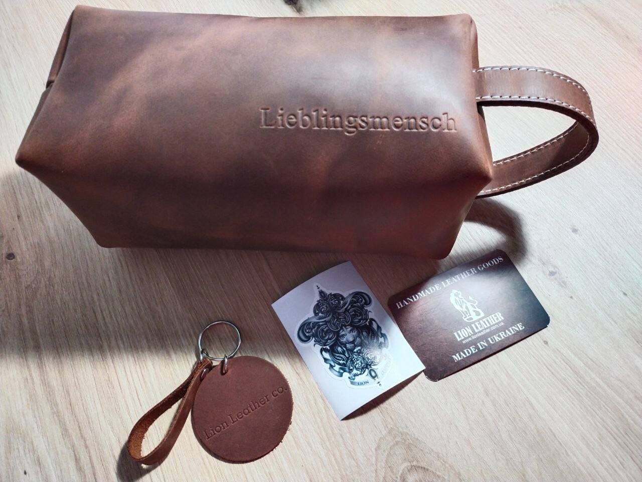 Leather Toiletry Bag For Men Personalized Travel Dopp Kit Handmade Wash Bag