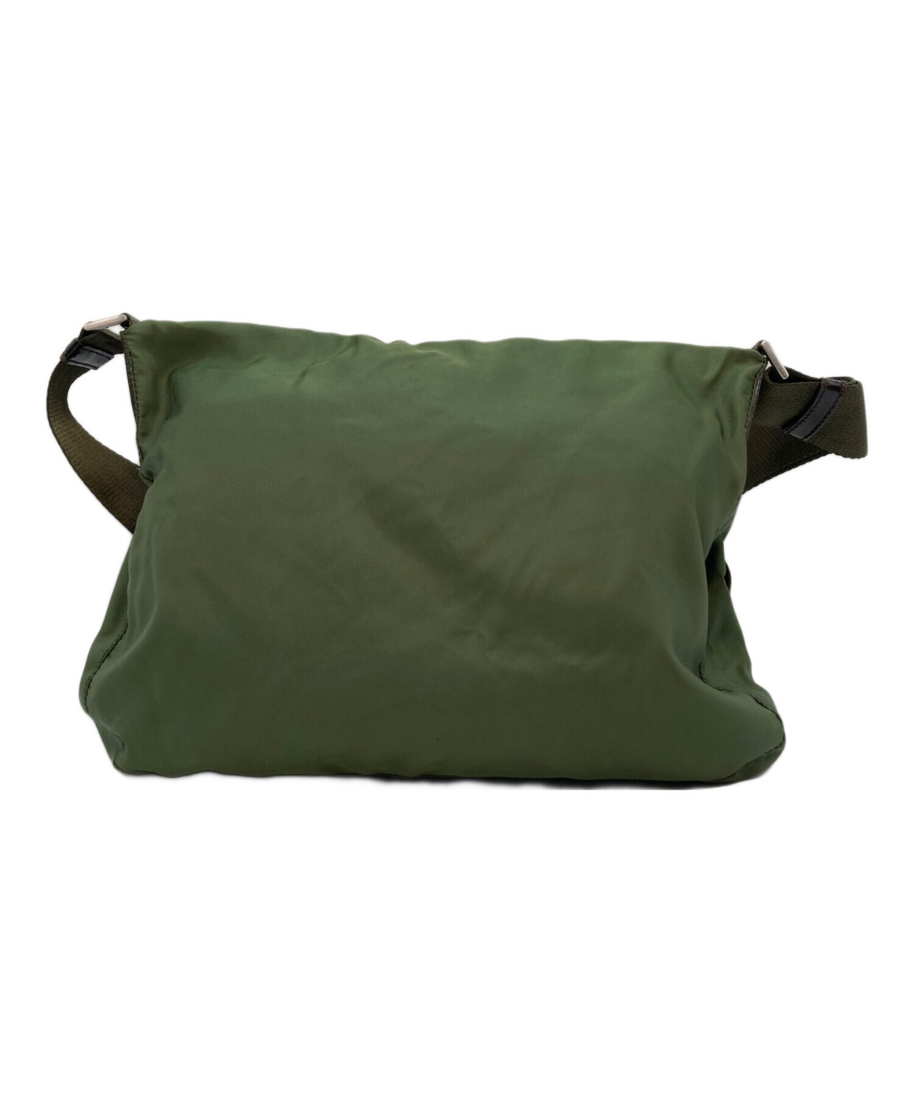 PRADA Men’s Nylon Shoulder Bag Green Adjustable Strap Small 31cm Logo Auth