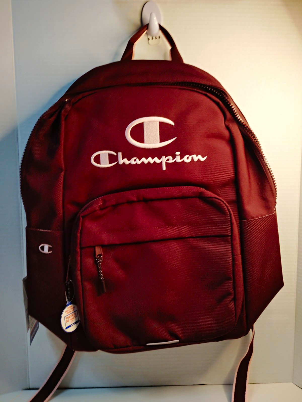 Champion Men’s Burgundy Backpack Medium Zip Closure Pockets Adjustable Strap