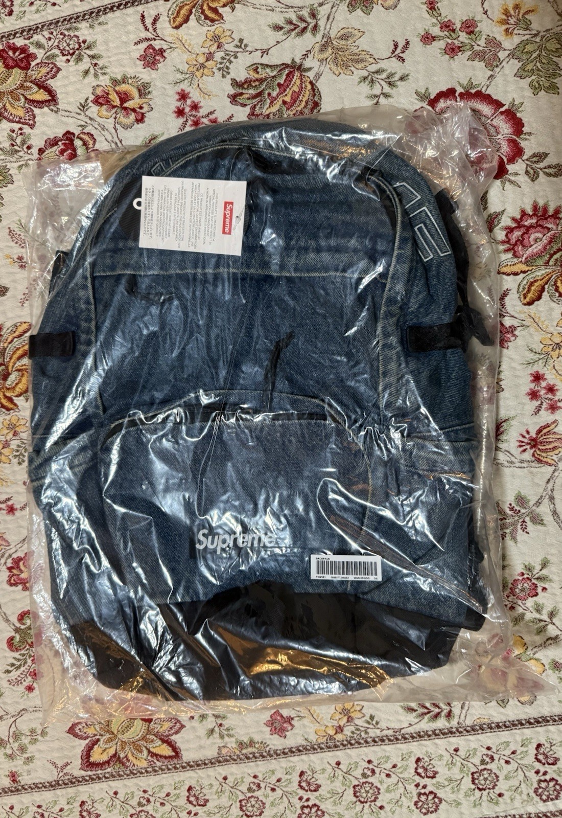 Supreme Denim Backpack Washed Indigo Reflective Logo Water Resistant Cordura NEW